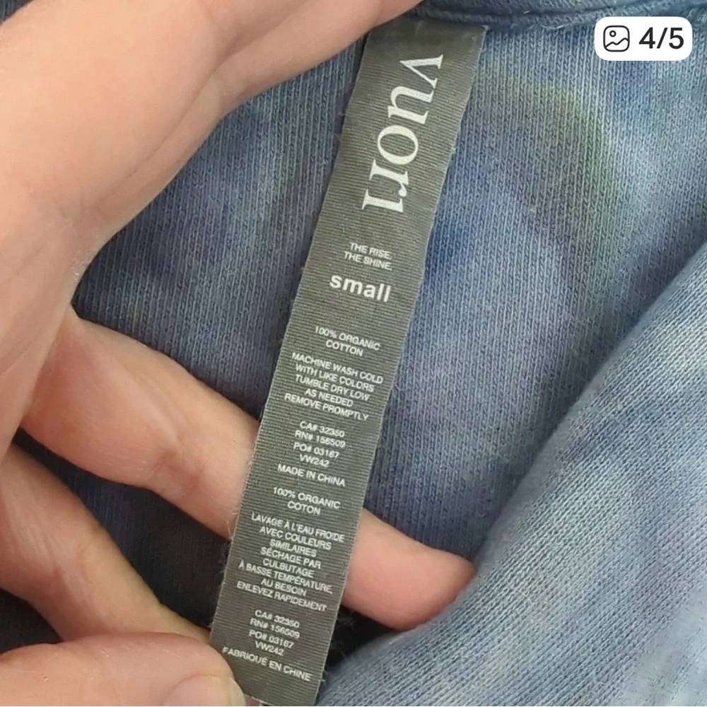 Vuori Womens Top Blue Tie Dye Sunnyside Crewneck Sweatshirt Organic Cotton Small - Picture 3 of 3